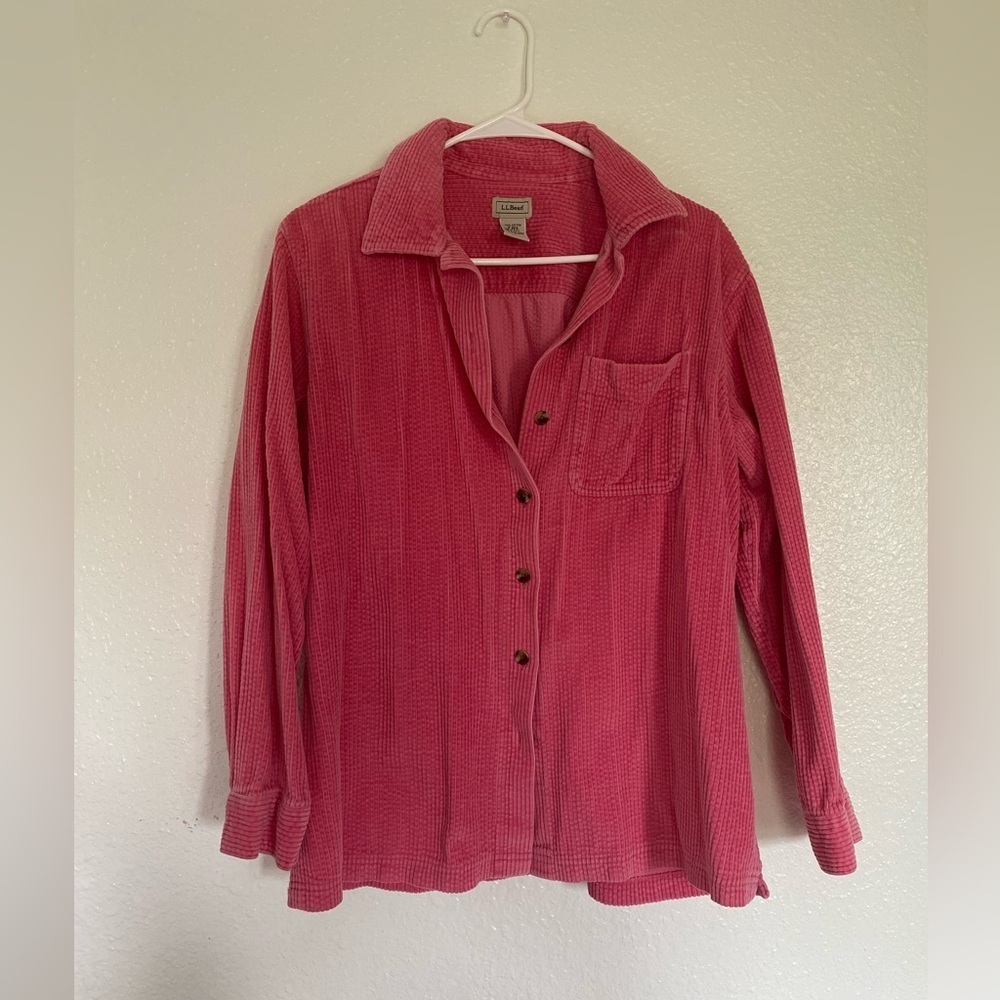 L.L. Bean Corduroy Pink Button-Up Shirt